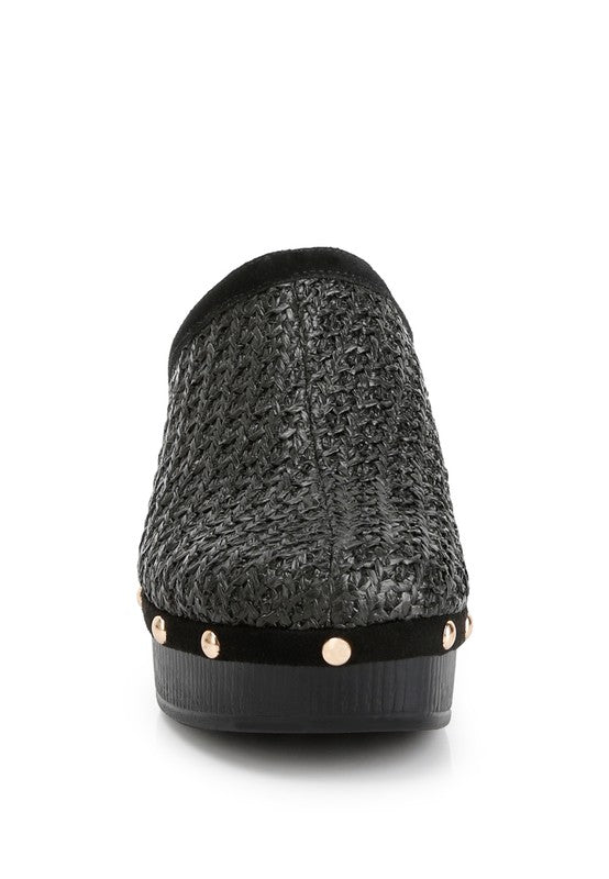 Raffia Platform Heel Clogs