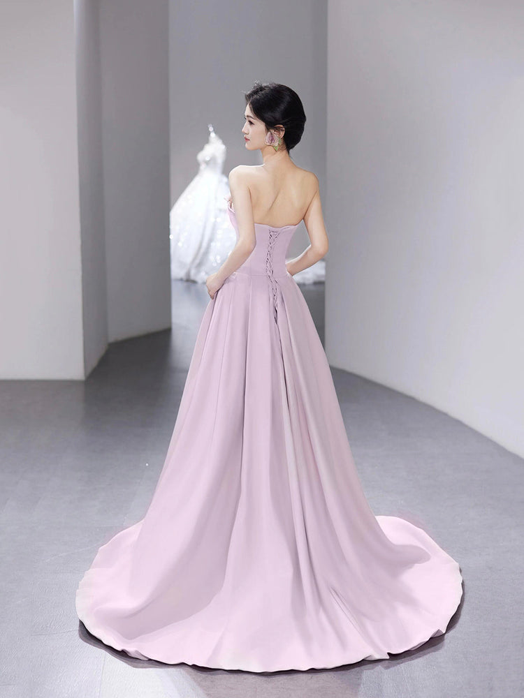 Pink Strapless Floor Length Prom Dress, Lovely A-Line Evening Party Dress