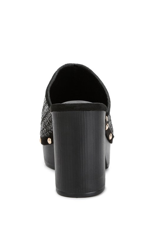 Raffia Platform Heel Clogs