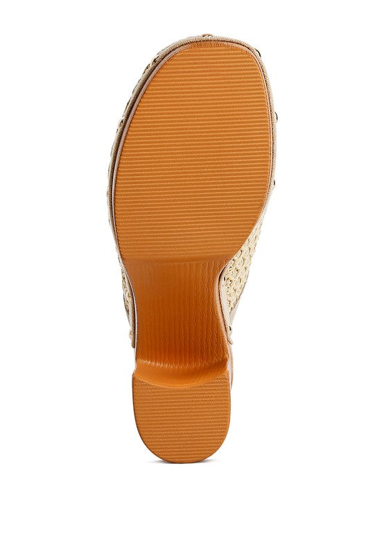 Raffia Platform Heel Clogs