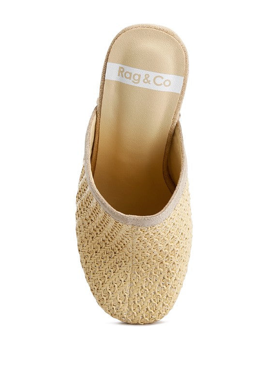 Raffia Platform Heel Clogs