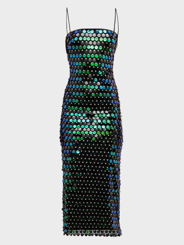 Bead Sequin Slip Dress