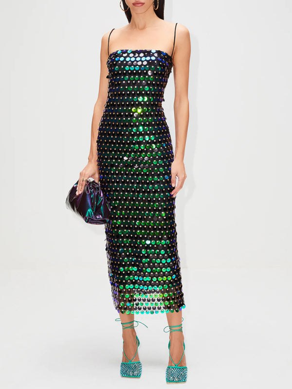 Bead Sequin Slip Dress